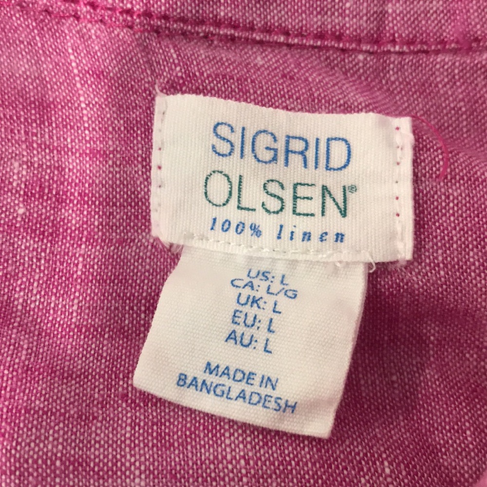 Sigrid Olsen Linen Tunic Top Womens Large Purple Lavender Blouse Bohemian Beach - Picture 7 of 8
